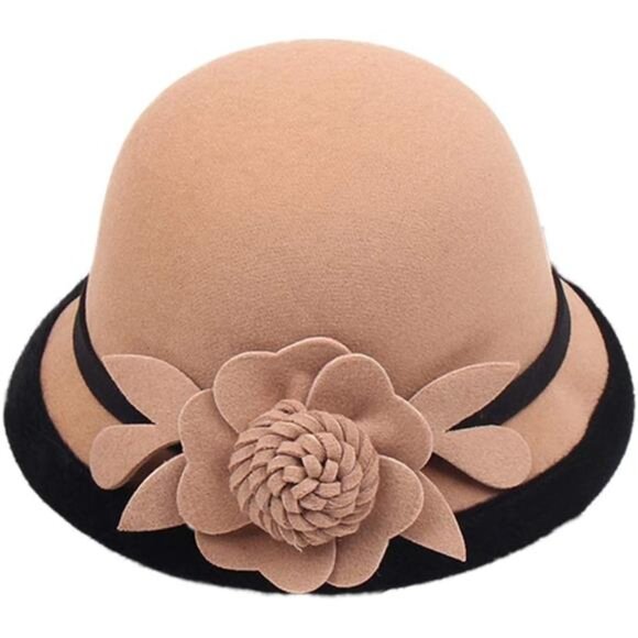 Women's Cloche Hat Winter Bucket Hat khaki